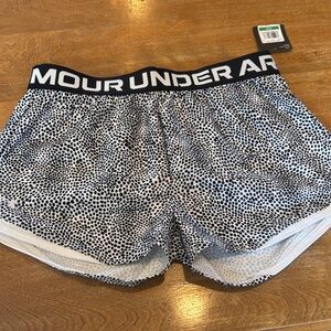 Under Armour Black & White Dot-Print Girls' Athletic Shorts